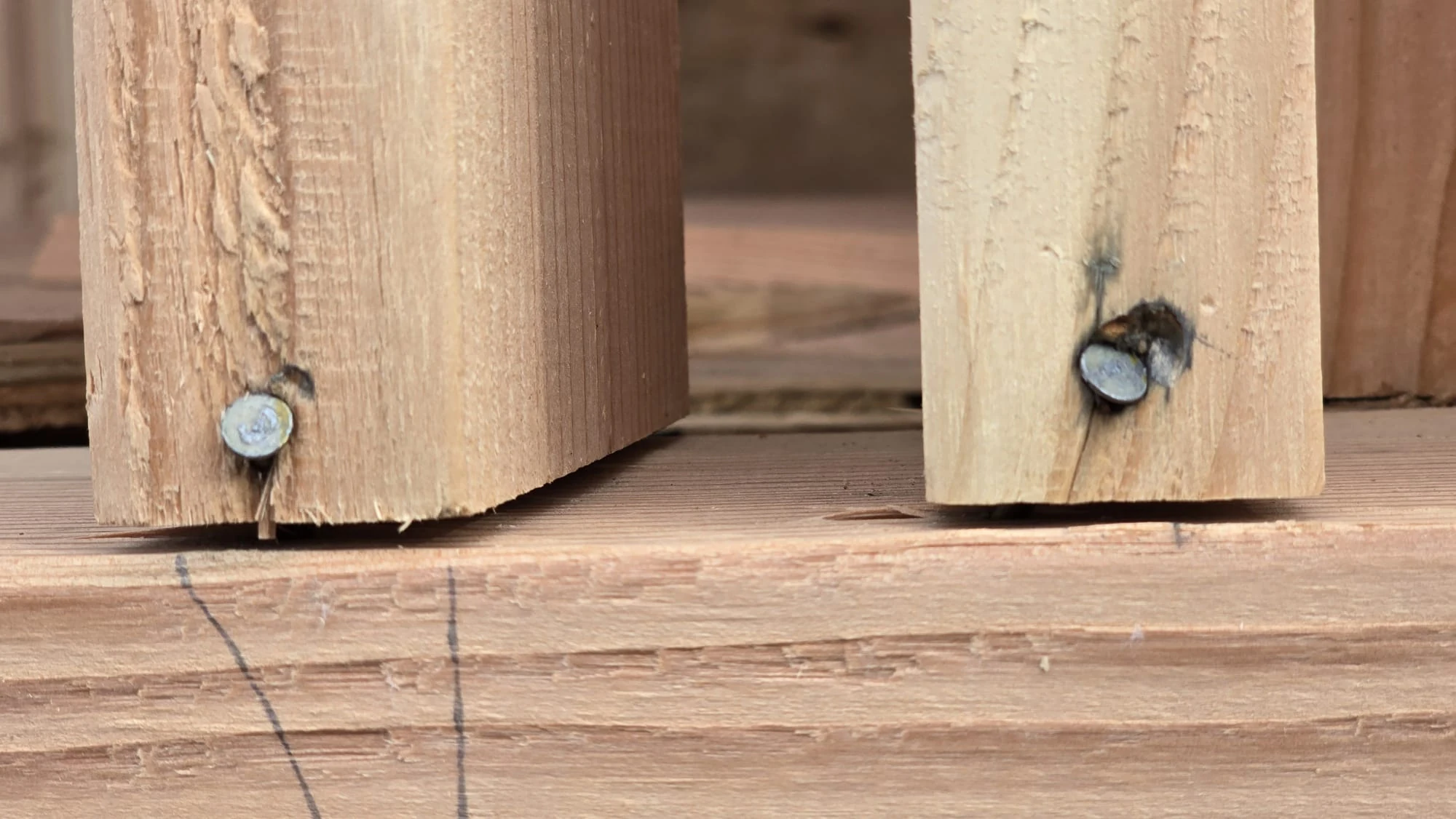 Deck Post Fasteners — Close-Up Inspection
