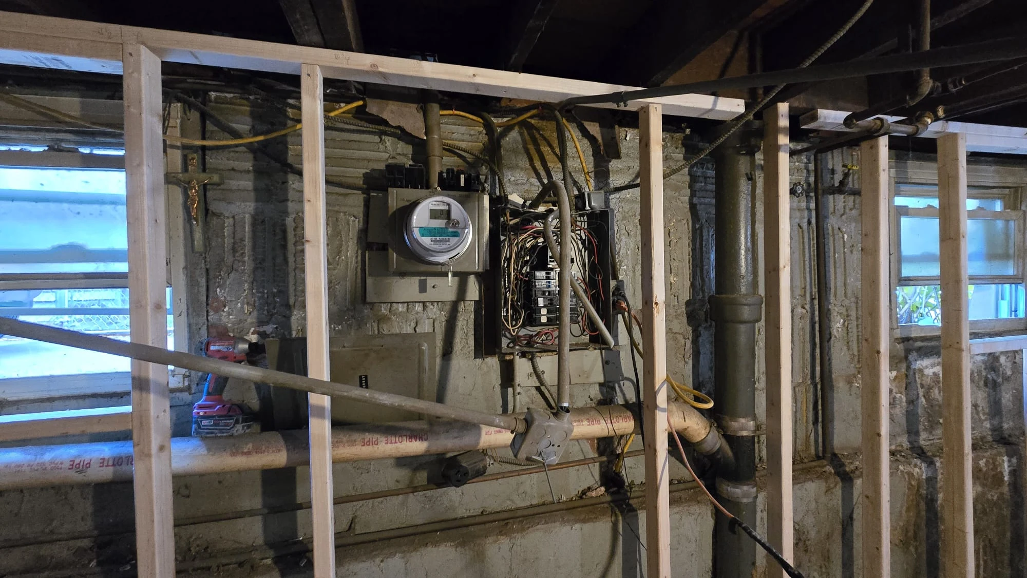 Electrical Meter & Panel — Basement Framing
