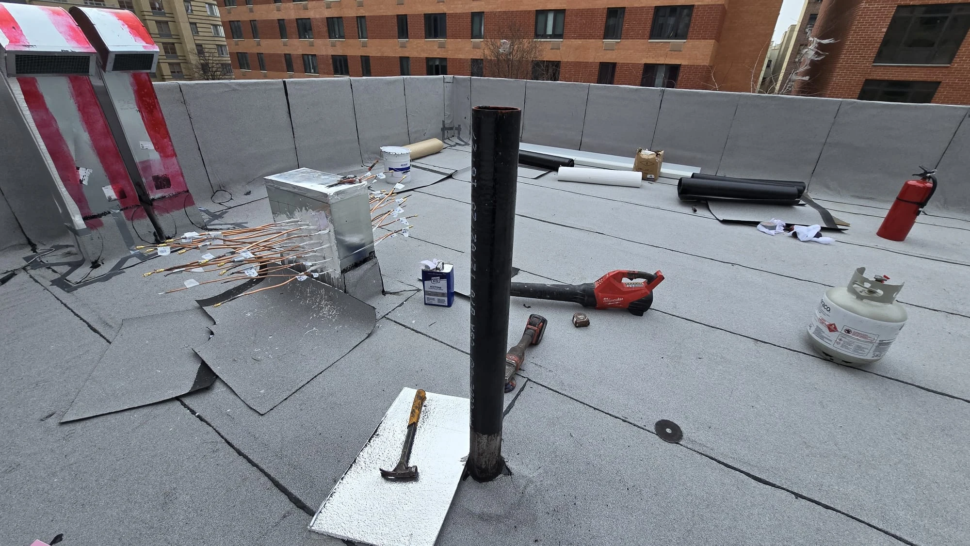 Flat roof inspection — vent penetrations
