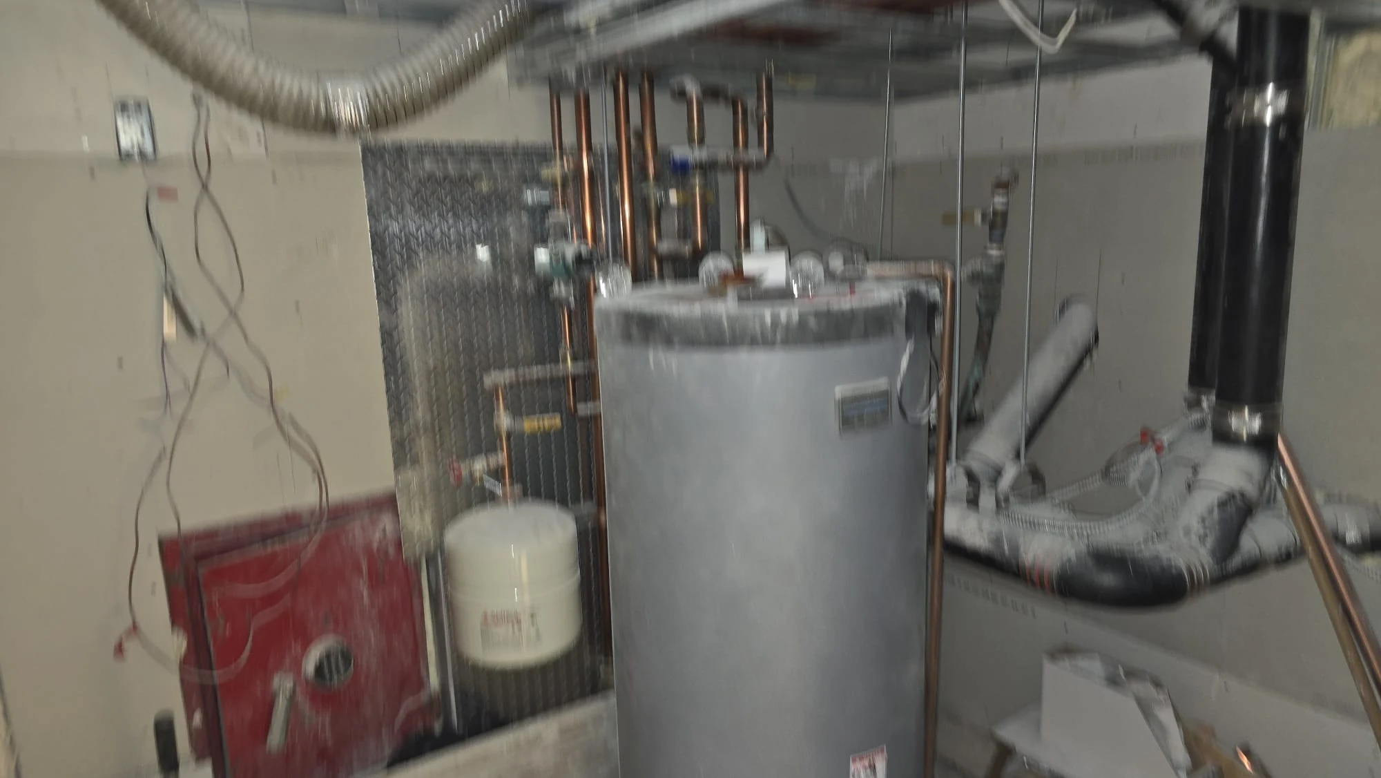 Mechanical Room — Water Heater, Boiler & Copper Piping